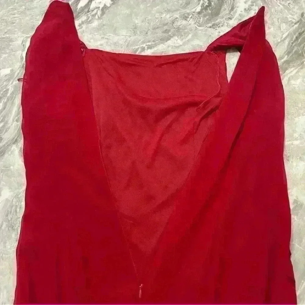 Adrianna Papell Dress Womens Red Shutter Pleated Layered Size 6 Party Cocktail - Picture 12 of 12